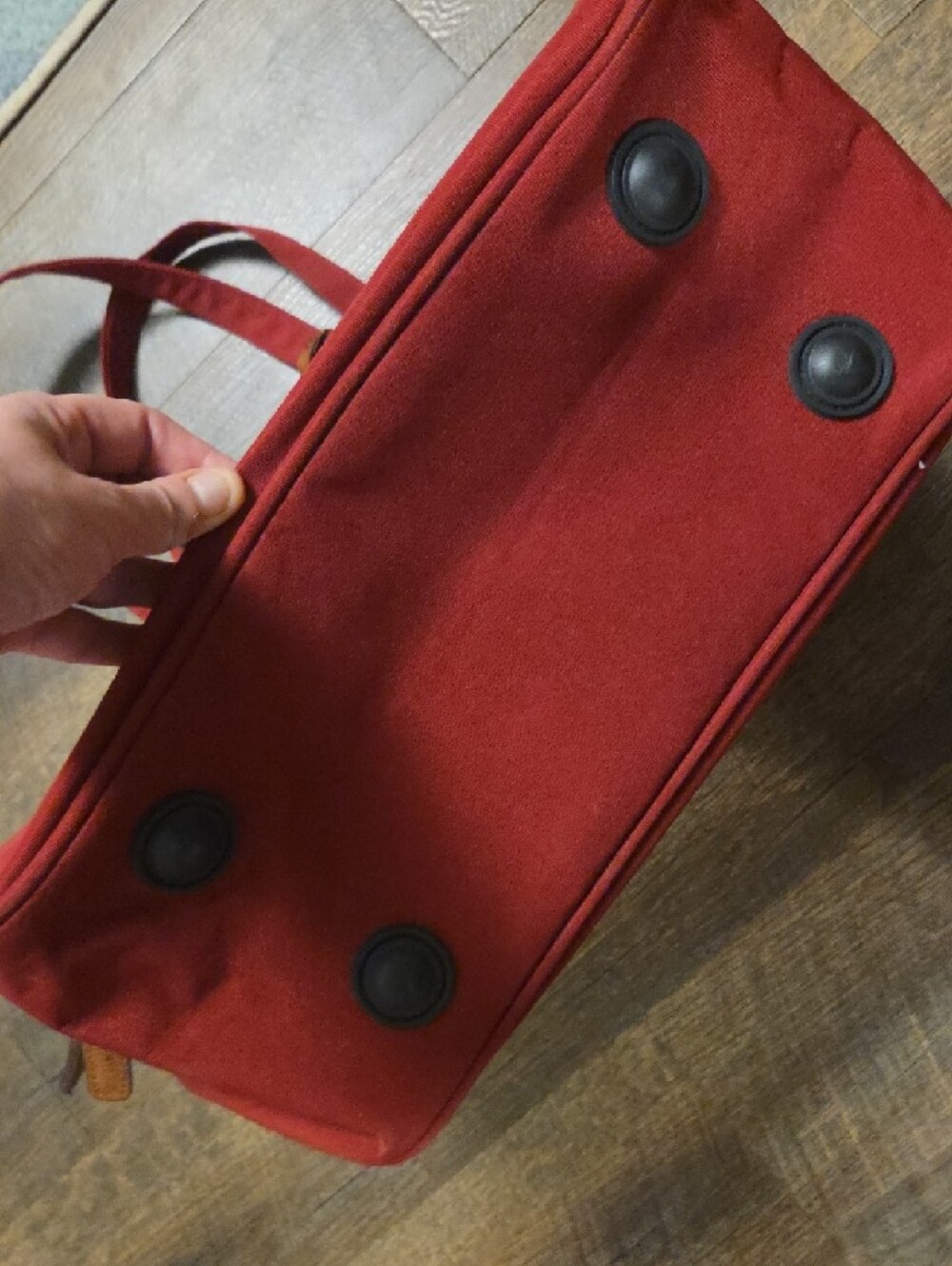 Roots Maroon Canvas Shoulder Bag with Brown Leather Accents - Picture 5 of 13